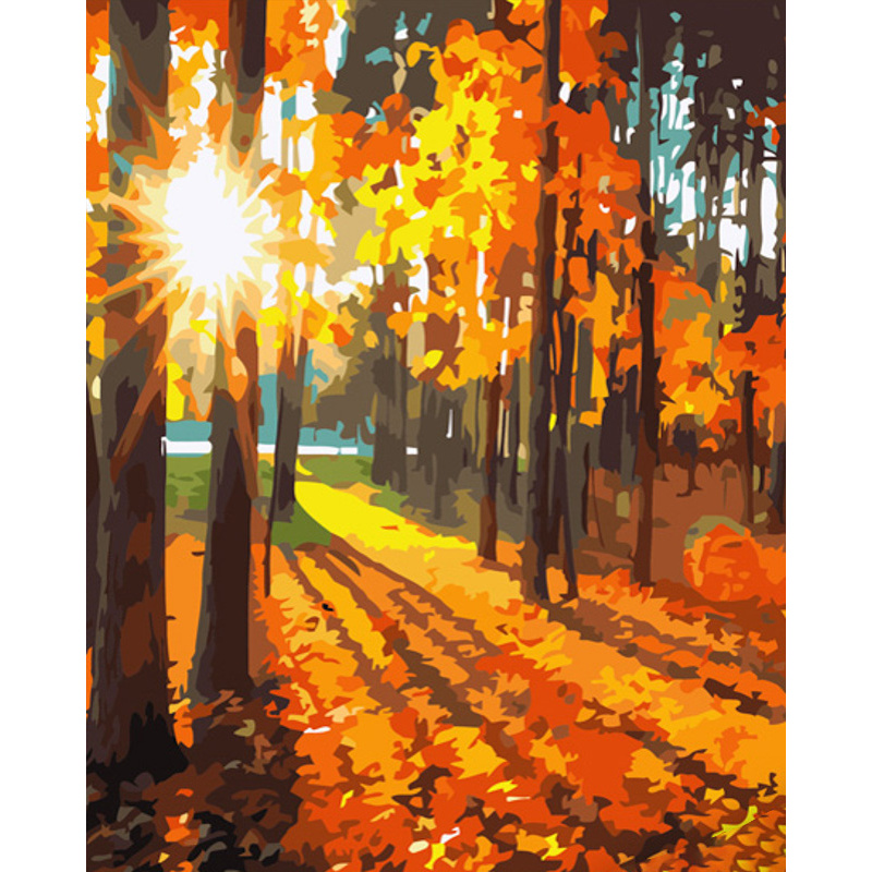 Картина за номерами Strateg ПРЕМІУМ Сонце восени розміром 40х50 см (GS727)