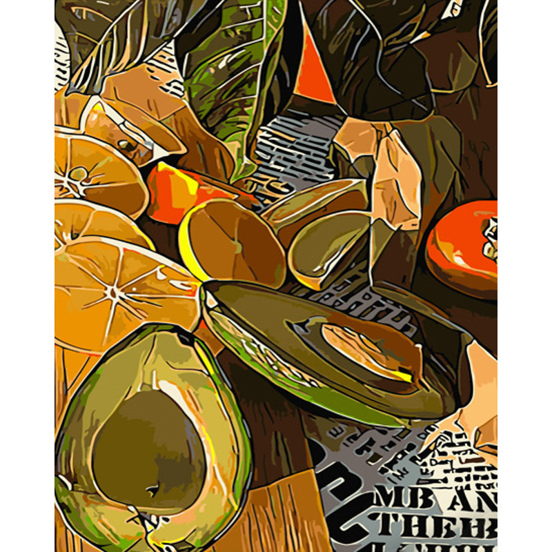 Картина за номерами Strateg ПРЕМІУМ Авокадо та цитруси розміром 40х50 см (GS744)