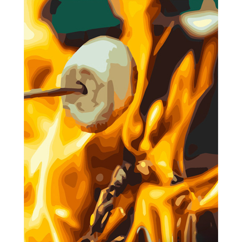 Картина за номерами Strateg ПРЕМІУМ Зефір над вогнищем розміром 40х50 см (GS759)