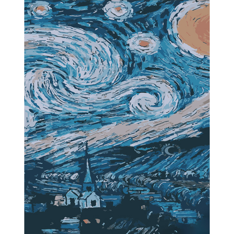 Картина по номерам Strateg ПРЕМИУМ Звездная ночь Ван Гога размером 40х50 см (DY345)