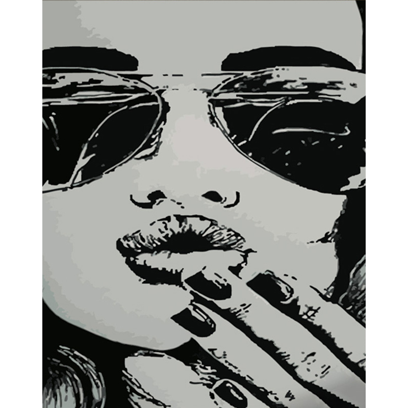 Картина по номерам Strateg ПРЕМИУМ Черно-белый поцелуй размером 40х50 см (DY364)