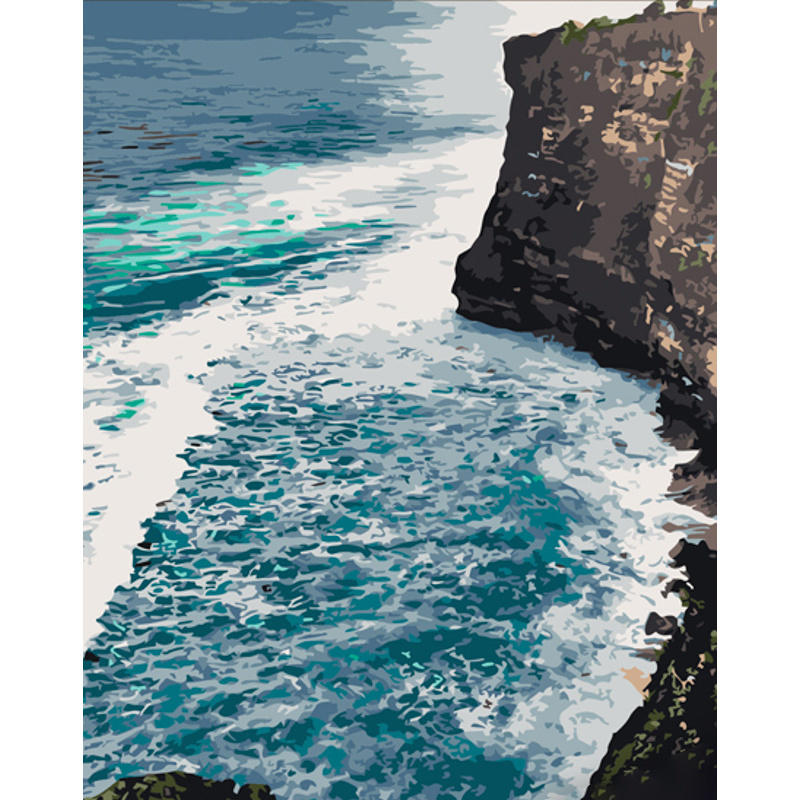 Картина по номерам Strateg ПРЕМИУМ Скалистое побережье с лаком размером 40х50 см (DY396)
