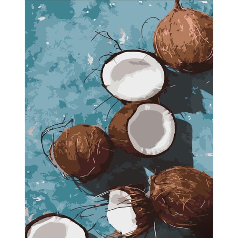 Картина за номерами Strateg ПРЕМІУМ Кокосовий рай з лаком розміром 40х50 см (DY397)