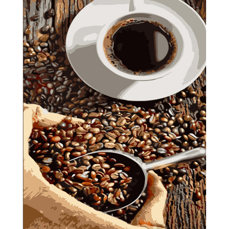 Картина за номерами Strateg ПРЕМІУМ Неймовірна кава розміром 40х50 см (DY400)