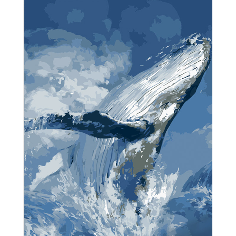 Картина по номерам Strateg ПРЕМИУМ Мощность кита с лаком размером 40х50 см (DY401)