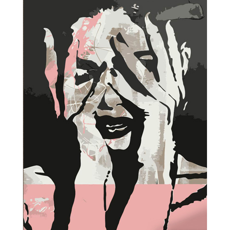 Картина за номерами Strateg ПРЕМІУМ Дівчина в рожевому світлі з лаком та з рівнем розміром 40х50 см (DY433)