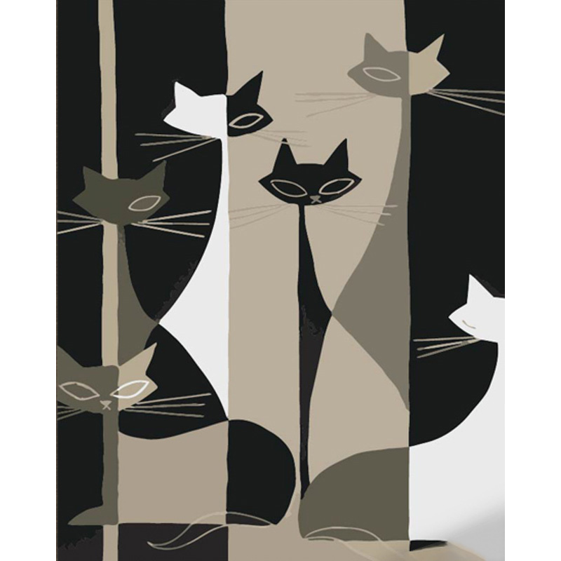 Картина за номерами Strateg ПРЕМІУМ Чудернацькі котики з лаком та з рівнем розміром 40х50 см (DY438)