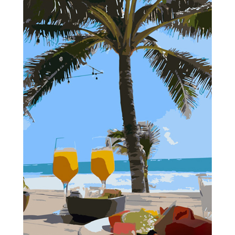 Картина за номерами Strateg ПРЕМІУМ Відпустка на Мальдівах з лаком розміром 40х50 см (GS775)