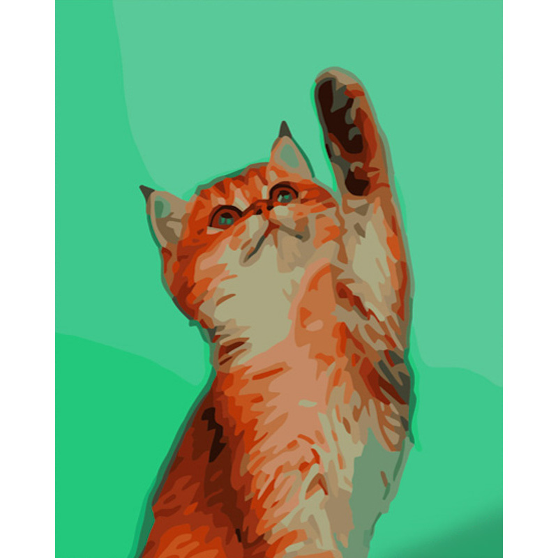 Картина по номерам Strateg ПРЕМИУМ Привет от кошки с лаком размером 40х50 см (GS778)