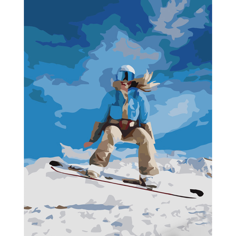 Paint by numbers Strateg PREMIUM Winter sports size 40x50 cm (GS801)