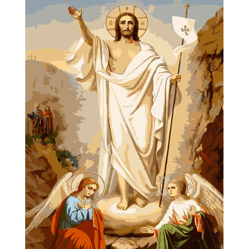 Картина за номерами Strateg ПРЕМІУМ Воскресіння Христове розміром 40х50 см (GS841)