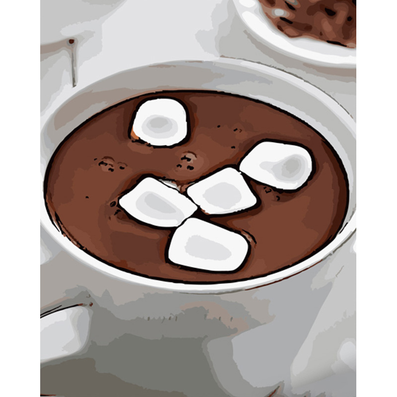 Malen nach Zahlen Strateg PREMIUM Kaffee mit Marshmallows Größe 40x50 cm (GS855)