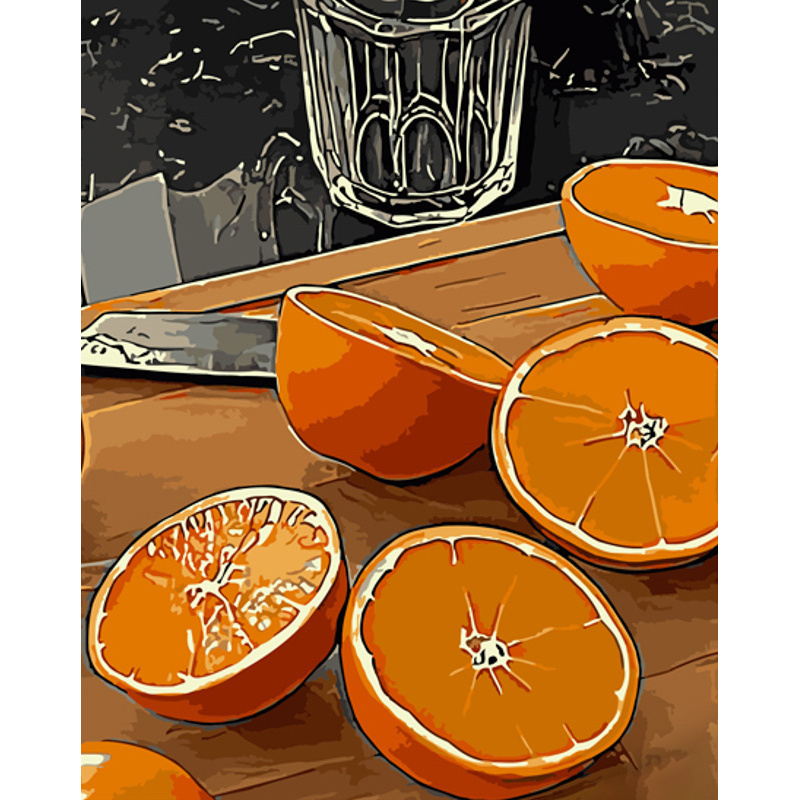 Paint by numbers Strateg PREMIUM Oranges size 40x50 cm (GS856)