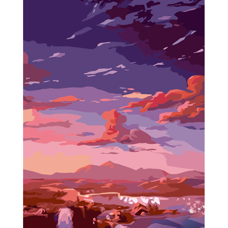 Картина по номерам Strateg ПРЕМИУМ Розовое небо с лаком размером 40х50 см (GS860)
