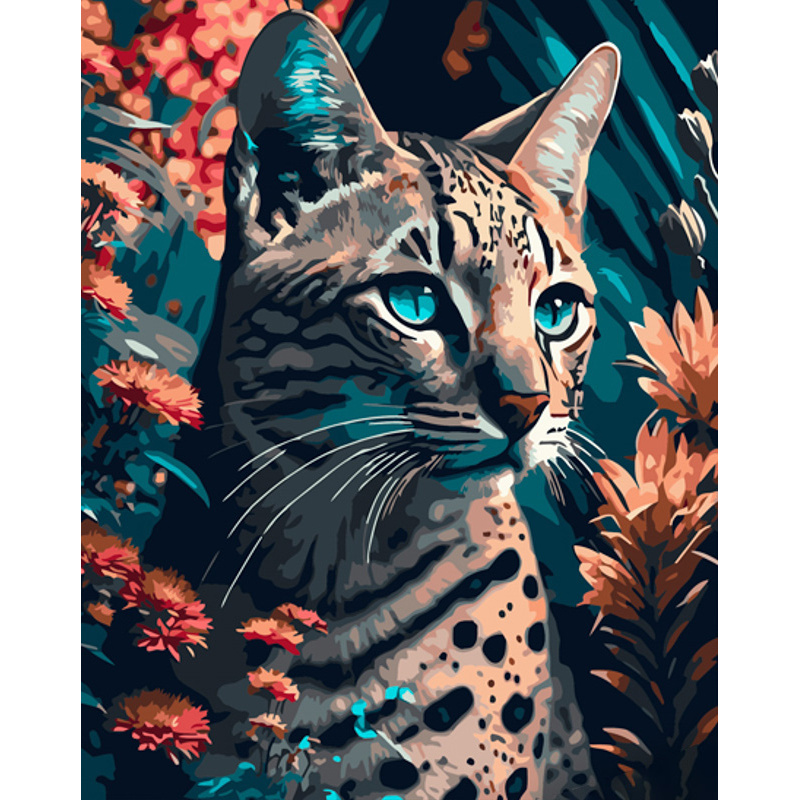 Paint by numbers Strateg PREMIUM Predatory cat size 40x50 cm (GS905)