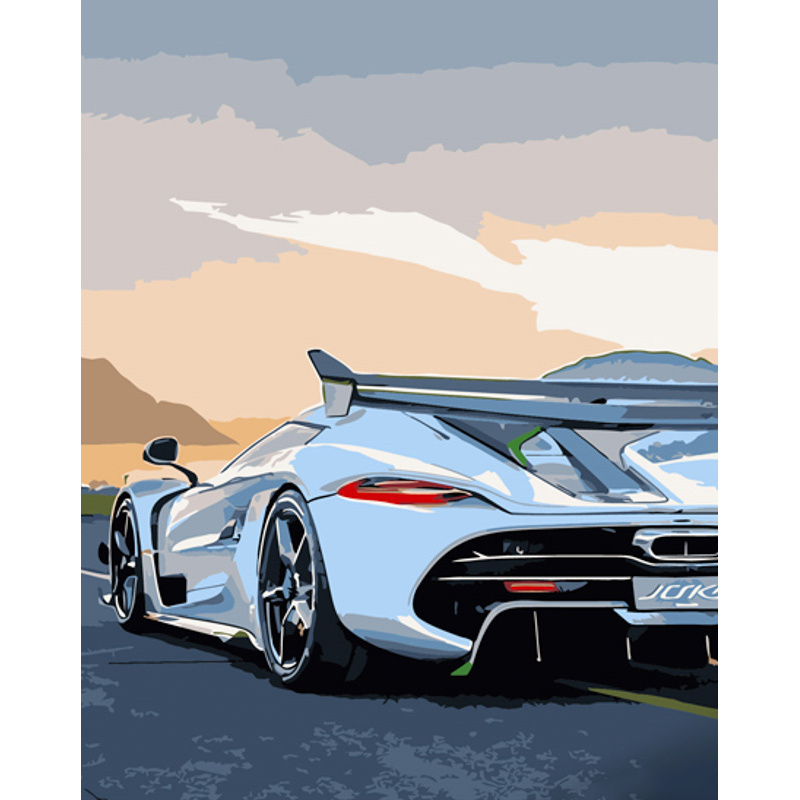 Paint by numbers Strateg PREMIUM White sports car size 40x50 cm (GS911)