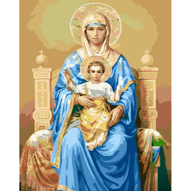 Paint by numbers Strateg PREMIUM Temple Mother of God on the throne size 40x50 cm (GS920)