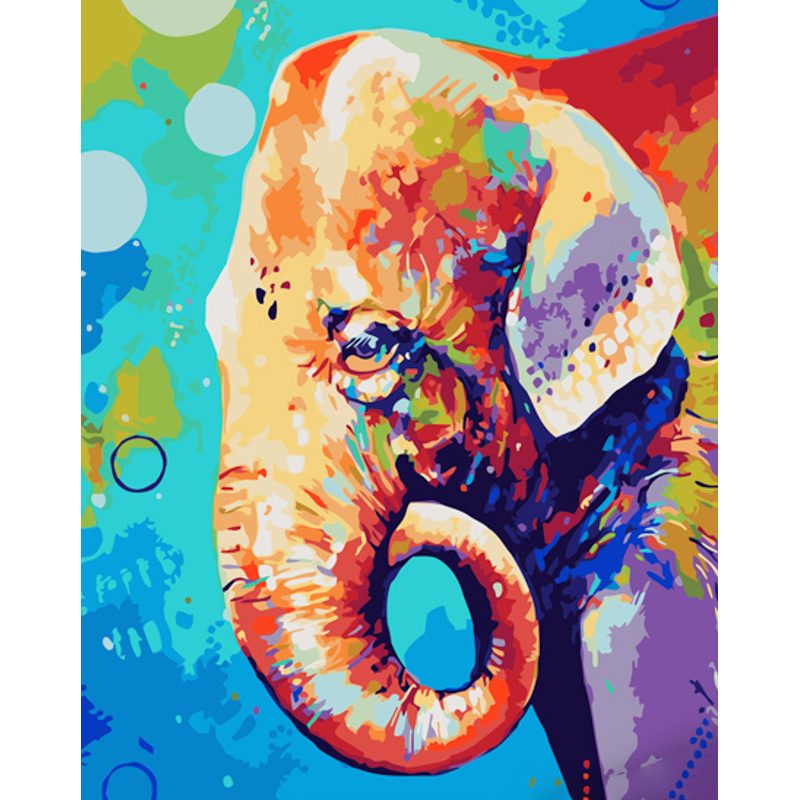 Malen nach Zahlen Strateg PREMIUM Pop Art Elefant Größe 40x50 cm (GS933)