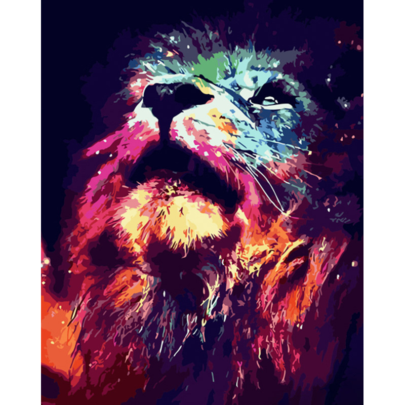 Картина за номерами Strateg ПРЕМІУМ Яскравий лев розміром 40х50 см (GS936)