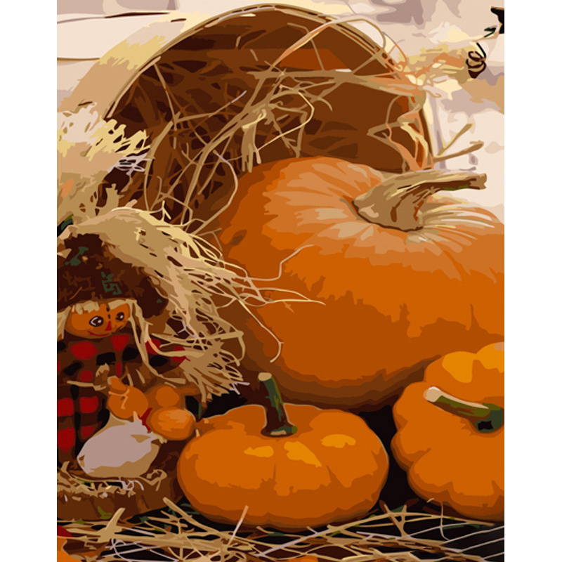 Paint by numbers Strateg PREMIUM Pumpkins in autumn size 40x50 cm (GS939)