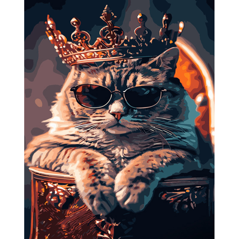 Malen nach Zahlen Strateg PREMIUM Cat-King Größe 40x50 cm (GS966)