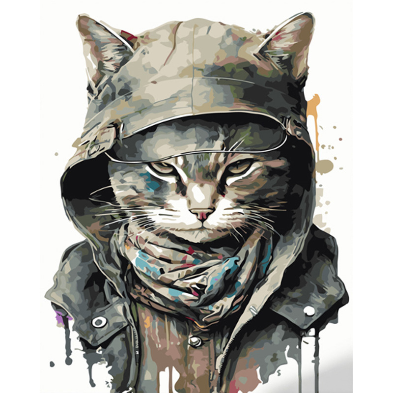 Paint by numbers Strateg PREMIUM Cool cat size 40x50 cm (GS969)