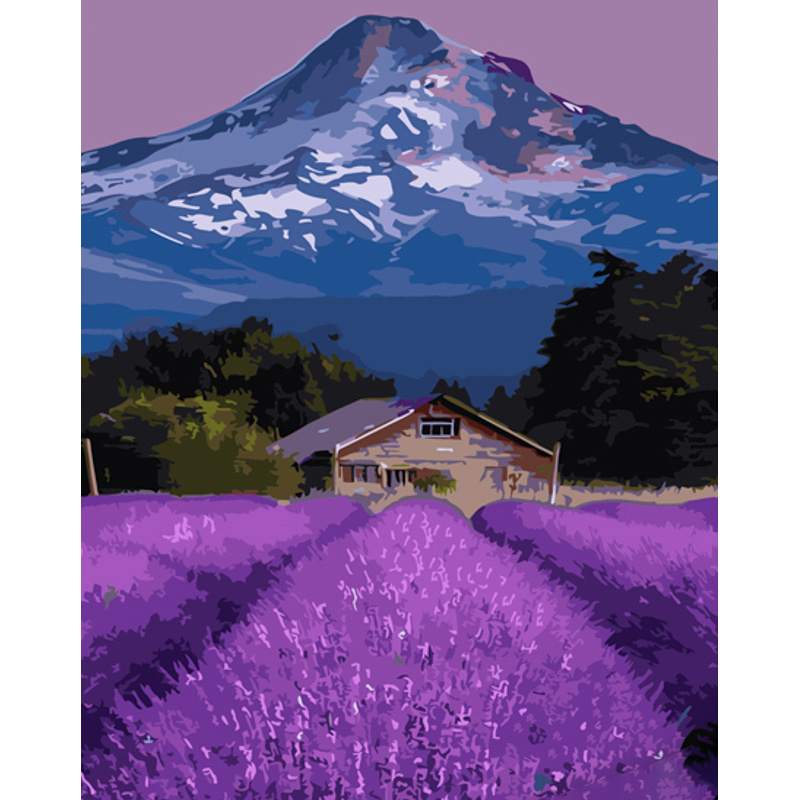 Paint by numbers Strateg PREMIUM Lavender landscape size 40x50 cm (GS990)