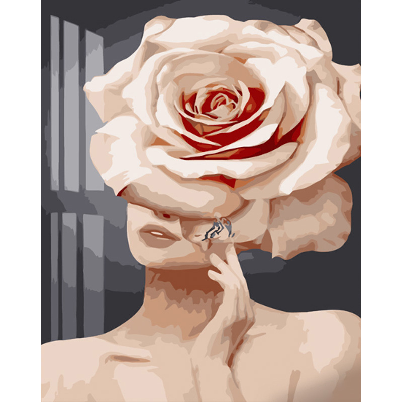 Картина за номерами Strateg ПРЕМІУМ Трояндові думки розміром 40х50 см (GS1000)
