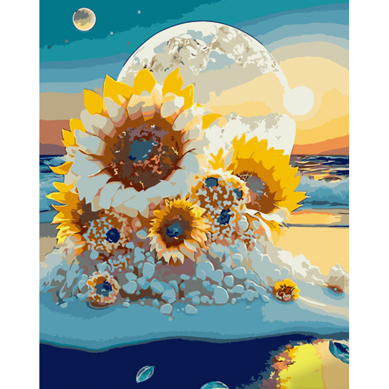 Картина за номерами Strateg ПРЕМІУМ Соняшники розміром 40х50 см (GS1029)