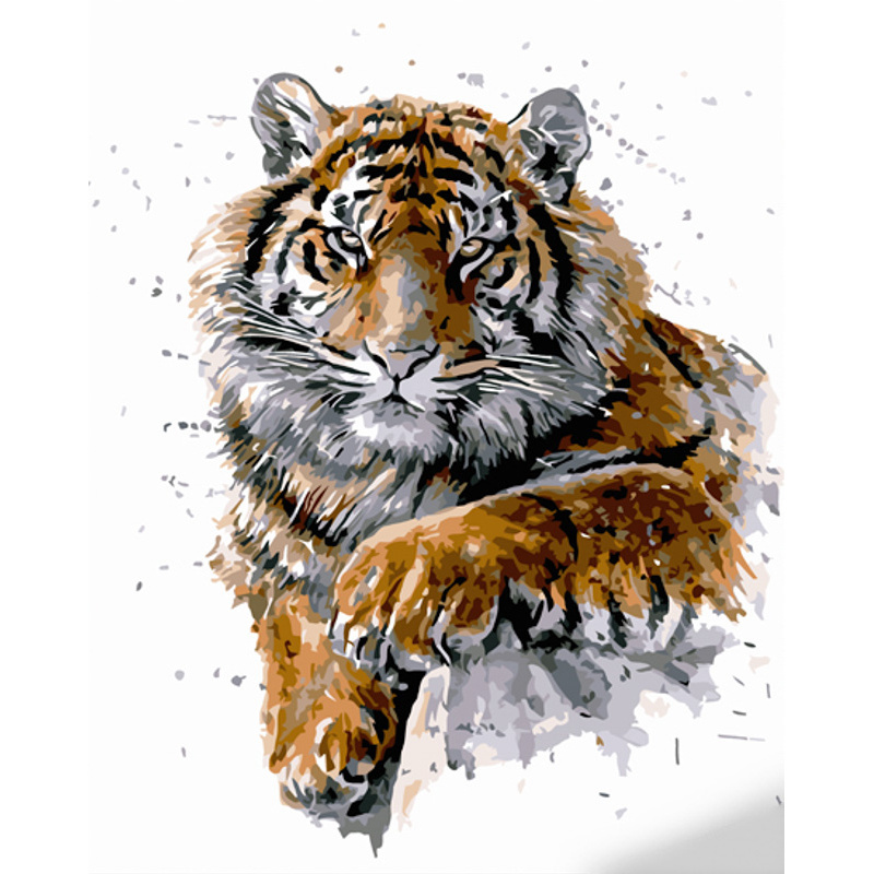 Картина за номерами Strateg ПРЕМІУМ Загрозливий тигр розміром 40х50 см (GS1061)