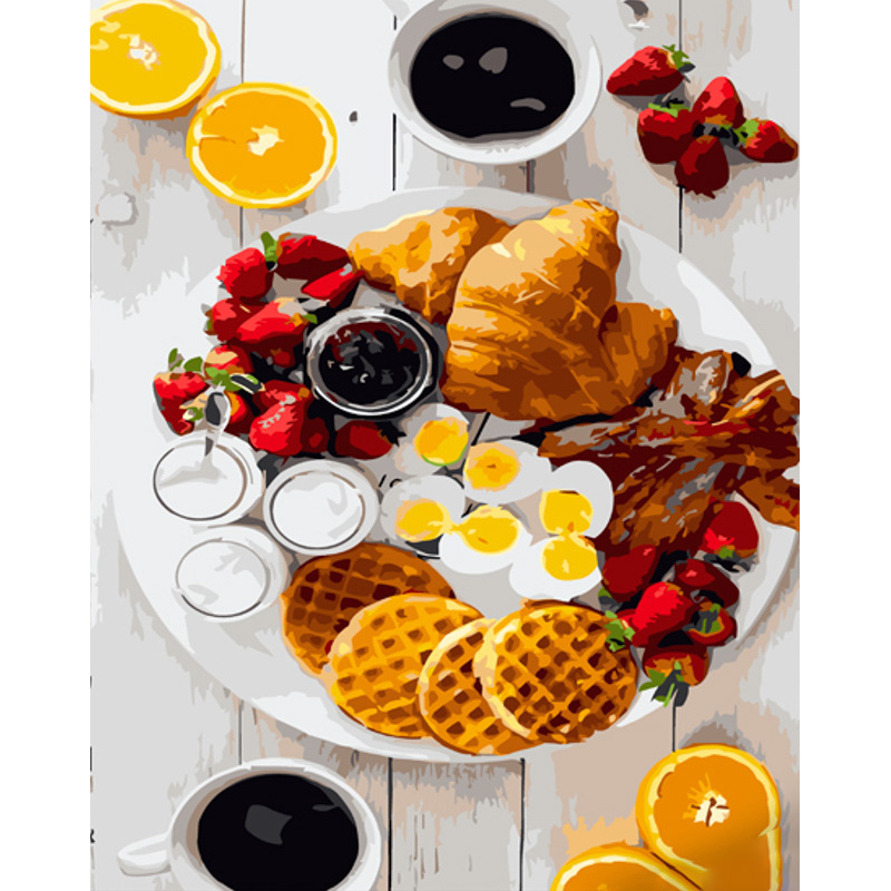 Картина за номерами Strateg ПРЕМІУМ Яскравий сніданок розміром 40х50 см (GS1064)