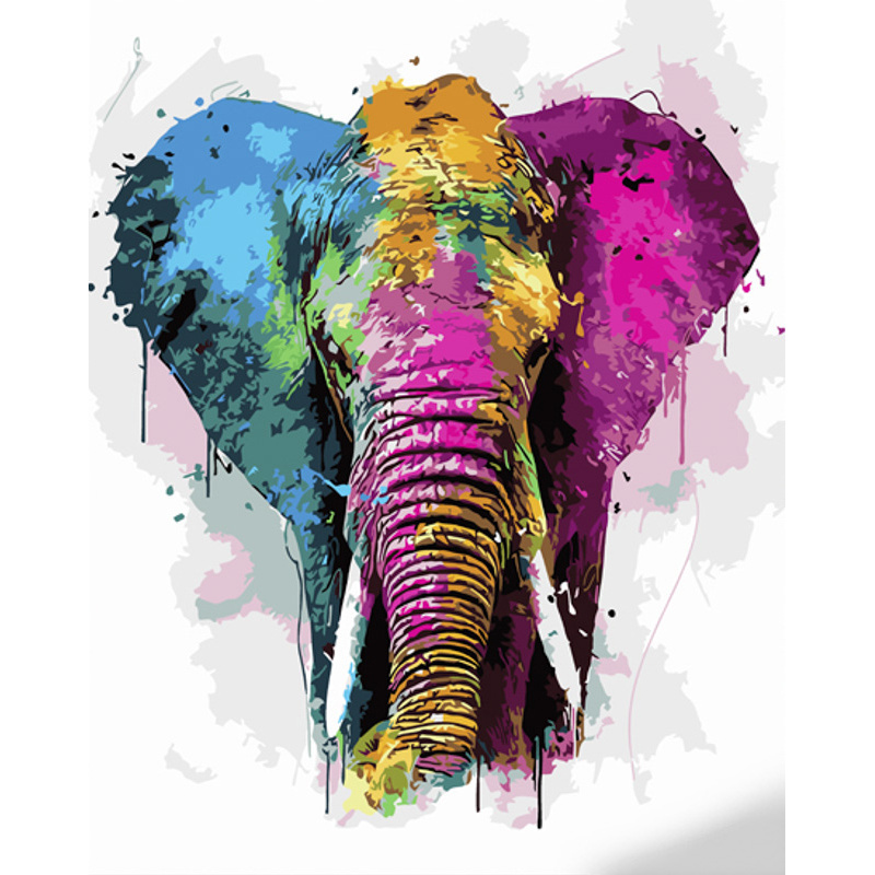 Картина за номерами Strateg ПРЕМІУМ Різнобарвний слон розміром 40х50 см (GS1072)