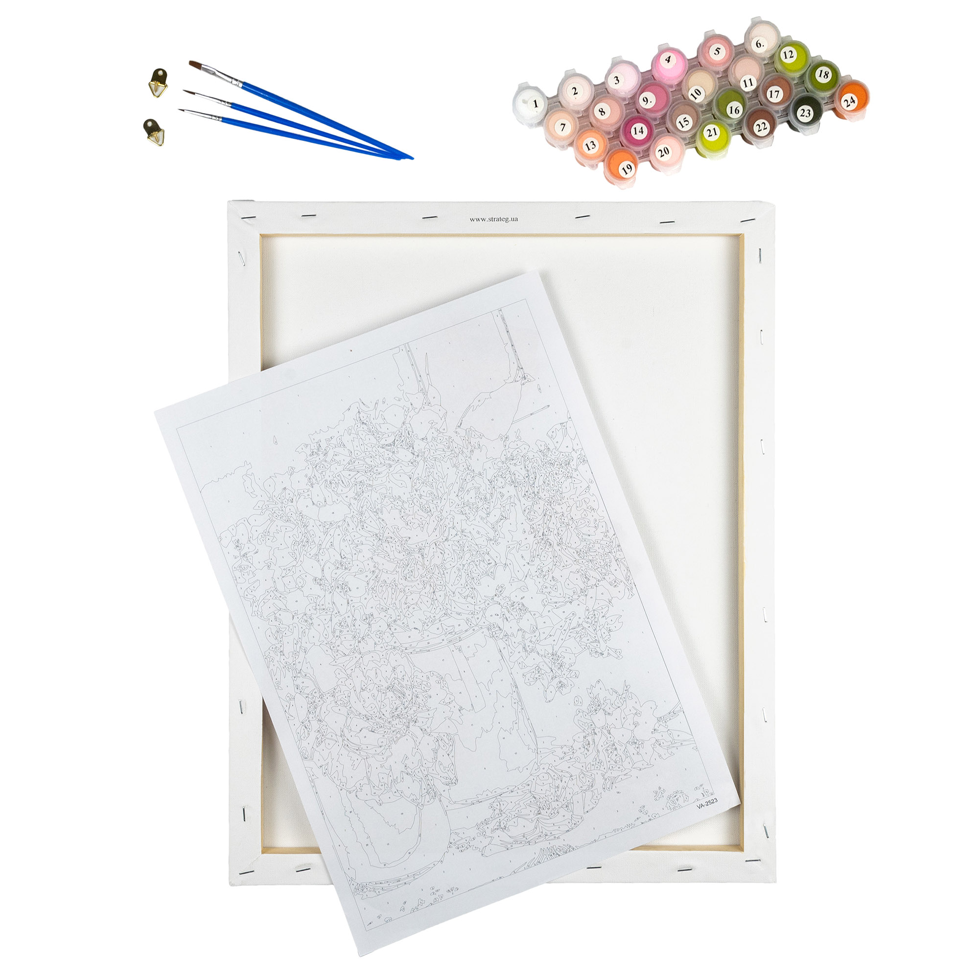 Paint by numbers Strateg PREMIUM A bouquet of delicate peonies size 40x50 cm (GS1100)