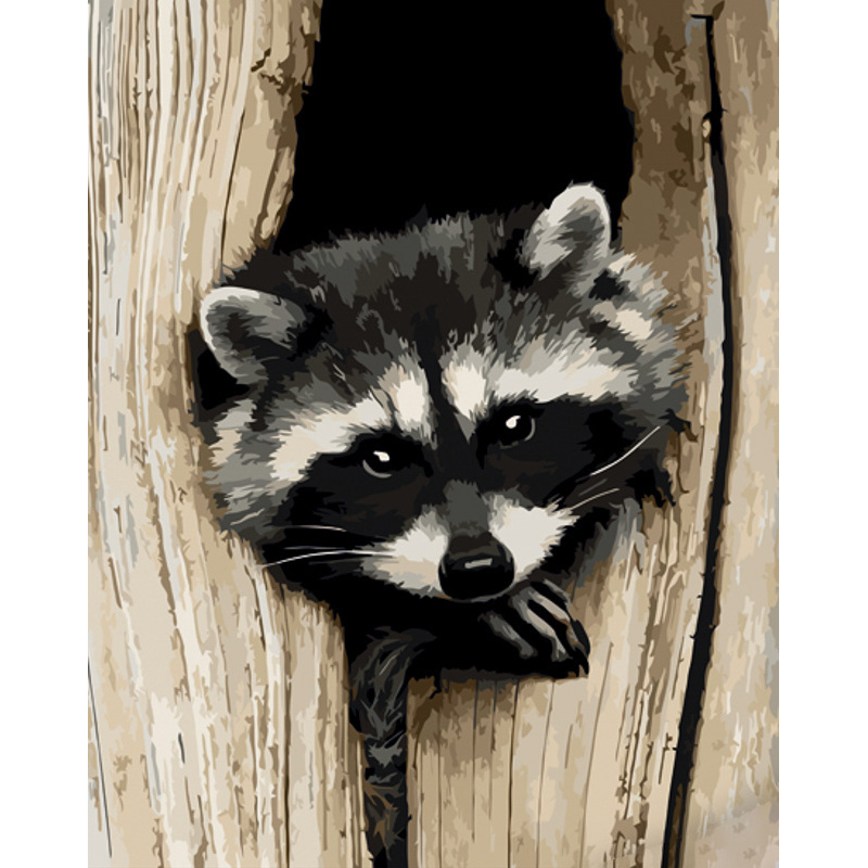 Paint by numbers Strateg PREMIUM Mysterious raccoon size 40x50 cm (GS1125)