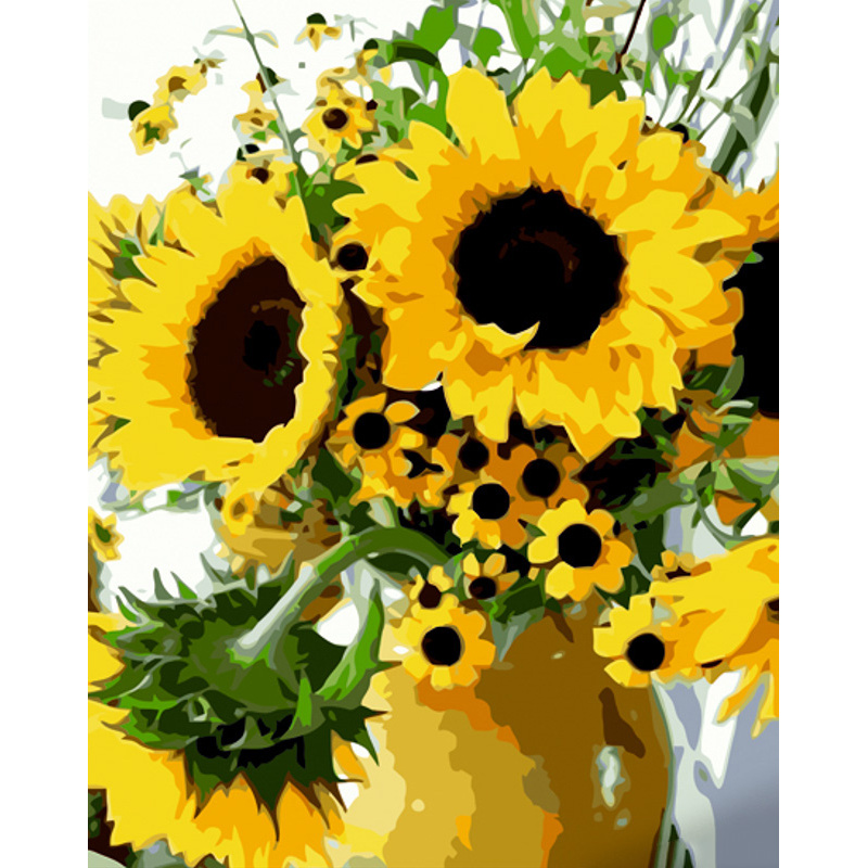 Paint by numbers Strateg PREMIUM Bright sunflowers size 40x50 cm (GS1132)