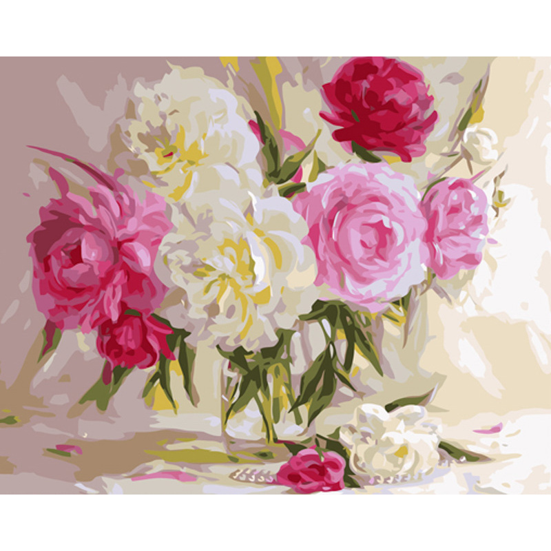 Paint by number Strateg PREMIUM Watercolor bouquet of peonies size 40x50 cm (GS1136)