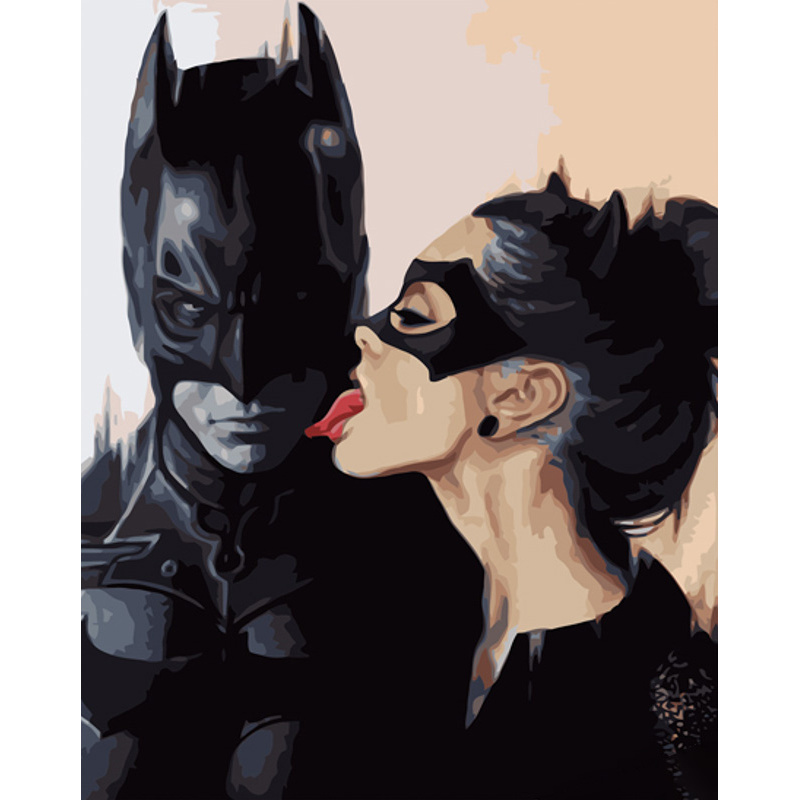 Malen nach Zahlen Strateg PREMIUM Batman mit Catwoman Größe 40x50 cm (GS1142)