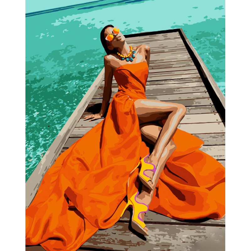 Картина за номерами Strateg ПРЕМІУМ Легкість помаранчевого з лаком розміром 40х50 см (GS1146)