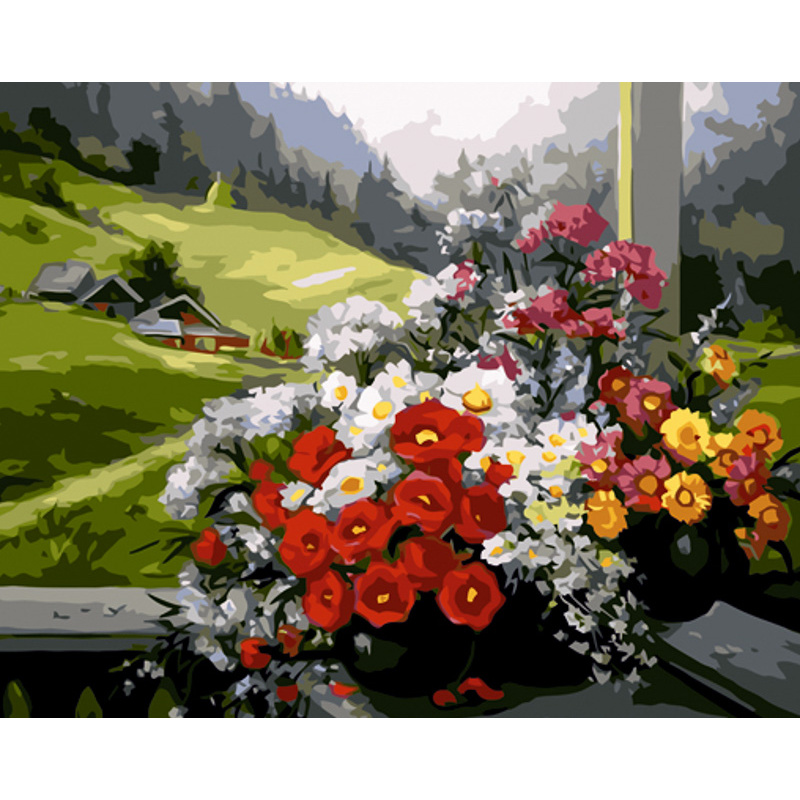 Paint by numbers Strateg PREMIUM Mountain bouquet size 40x50 cm (GS1156)