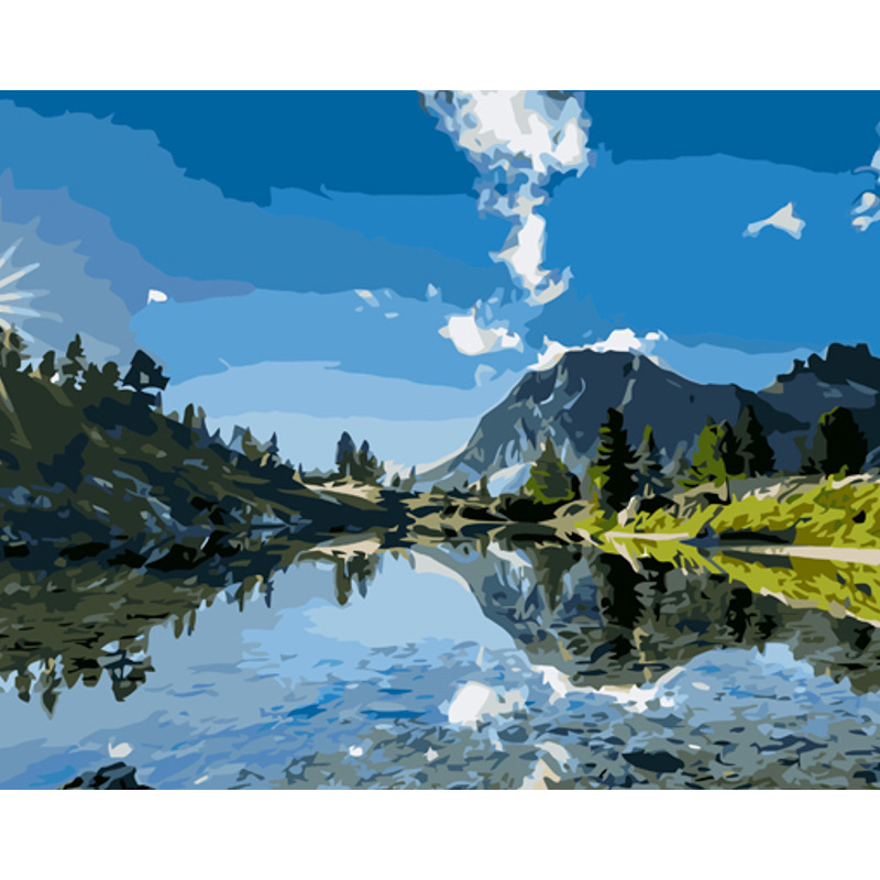 Malen nach Zahlen Strateg PREMIUM Berglandschaft mit Lackgröße 40x50 cm (GS1157)