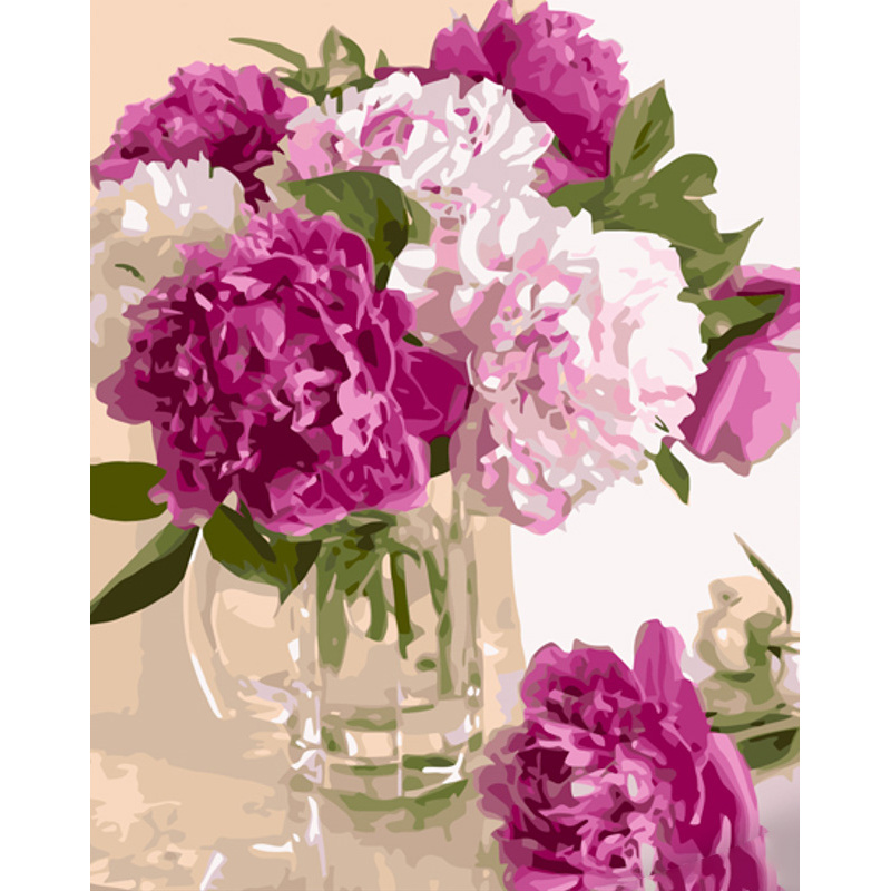 Paint by number Strateg PREMIUM Gentle peonies size 40x50 cm (GS1170)