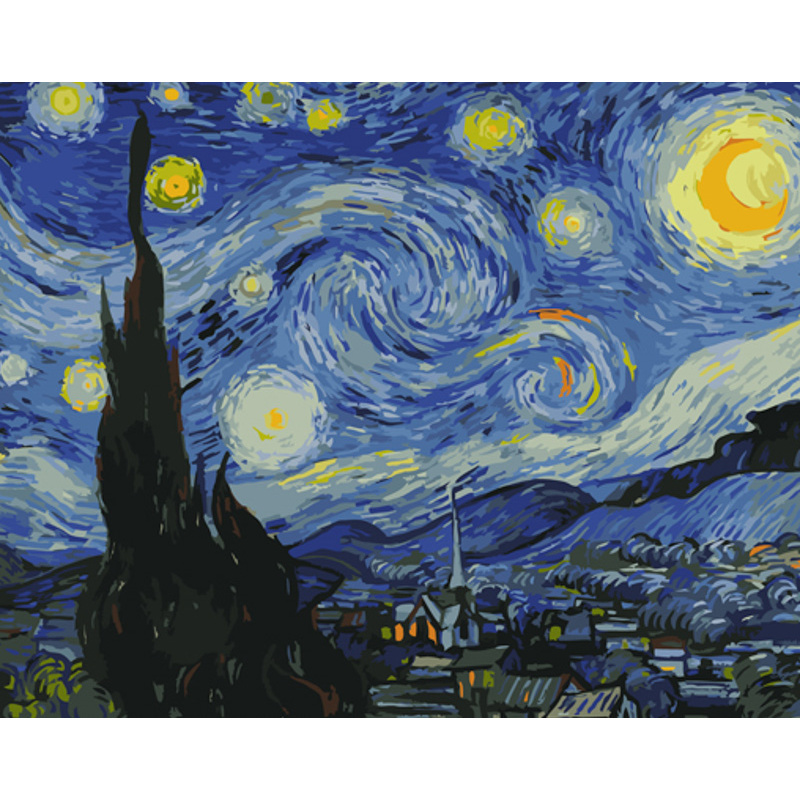 Картина за номерами Strateg ПРЕМІУМ Зоряна ніч з лаком розміром 40х50 см (GS1171)