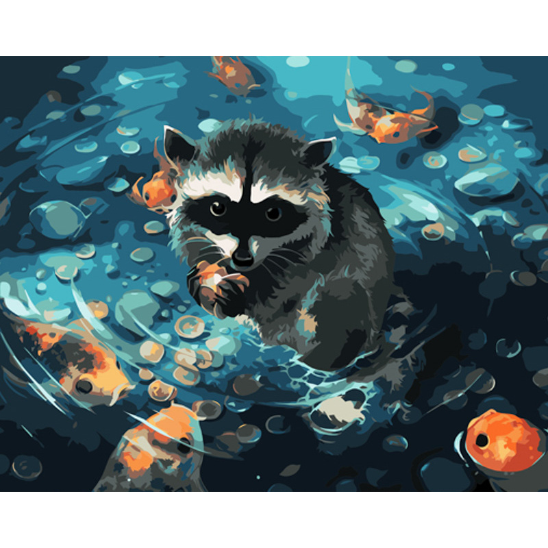 Paint by number Strateg PREMIUM Raccoon size 40x50 cm (GS1176)