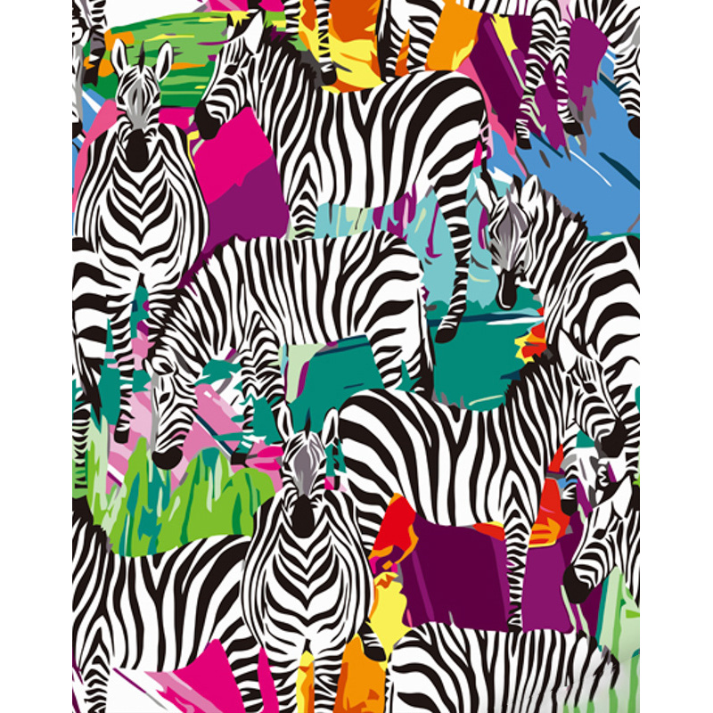 Malen nach Zahlen Strateg PREMIUM Art Zebras mit Lack Größe 40x50 cm (GS1220)