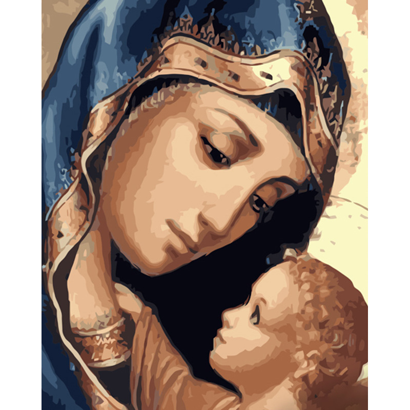 Картина за номерами Strateg ПРЕМІУМ Божа матір з лаком розміром 40х50 см (GS1228)