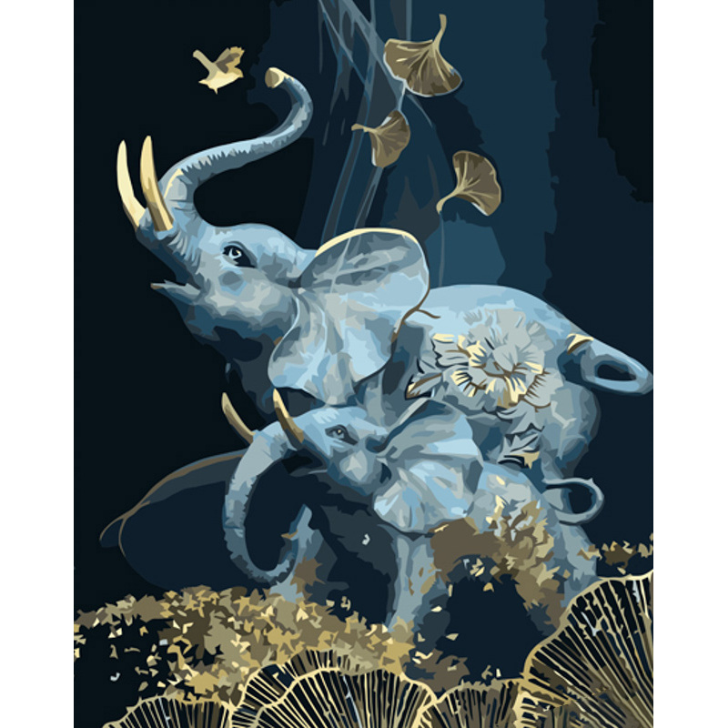 Malen nach Zahlen Strateg PREMIUM Maskottchen Elefanten mit Lack Größe 40x50 cm (GS1248)