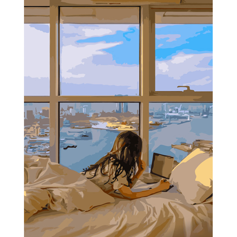 Paint by number Strateg PREMIUM Resting on the windowsill size 40x50 cm (GS1261)