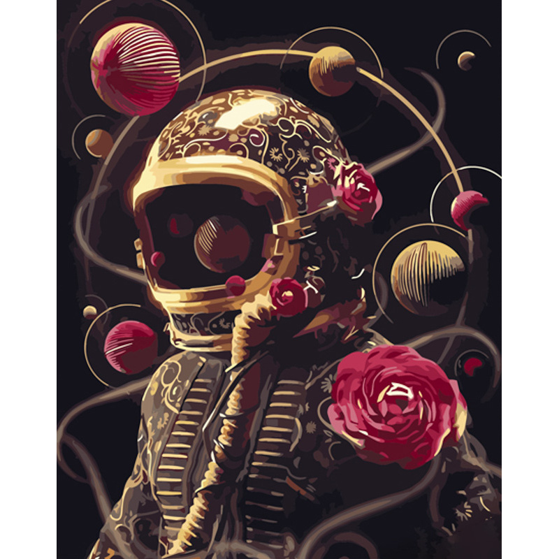 Картина по номерам Strateg ПРЕМИУМ Сказочный космонавт с лаком размером 40х50 см (GS1266)
