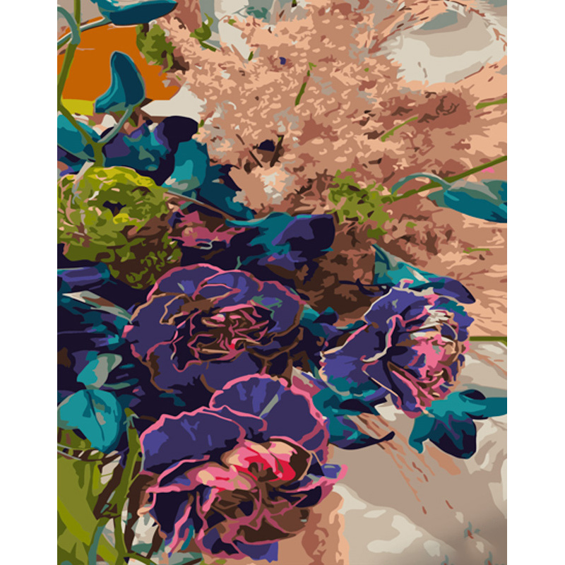 Картина по номерам Strateg ПРЕМИУМ Сказочные цветы с лаком размером 40х50 см (GS1301)