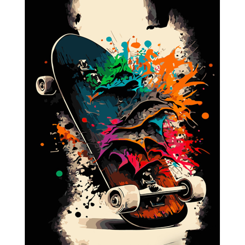 Картина за номерами Strateg ПРЕМІУМ Фарби на скейті розміром 40х50 см (GS1306)
